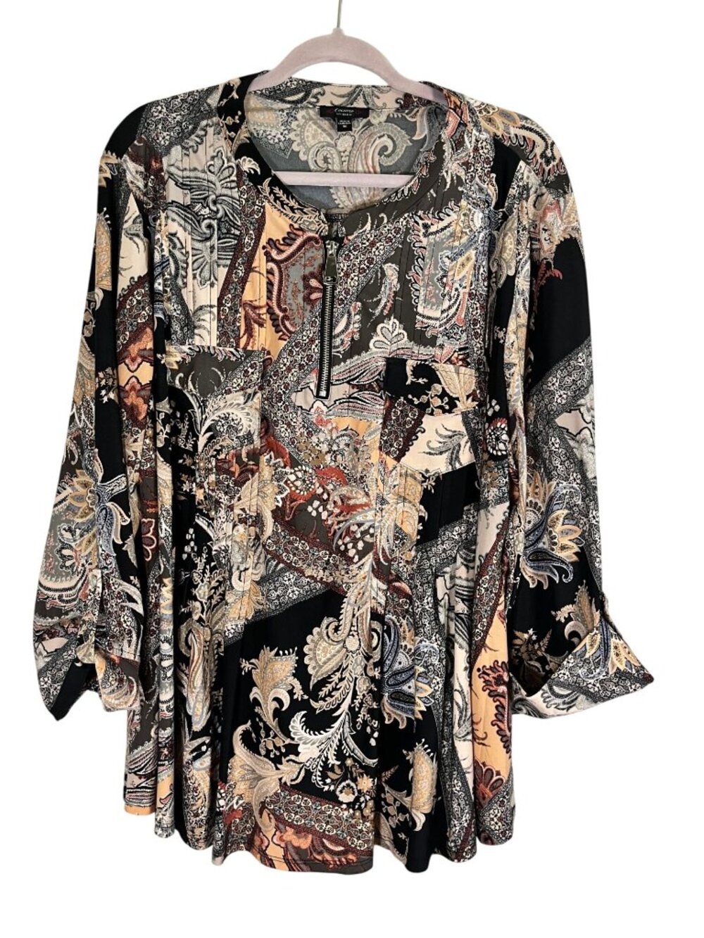 Colorful Floral Top 3X Earthy Granola Preppy Classic Paisley Metallic Artsy Chic
